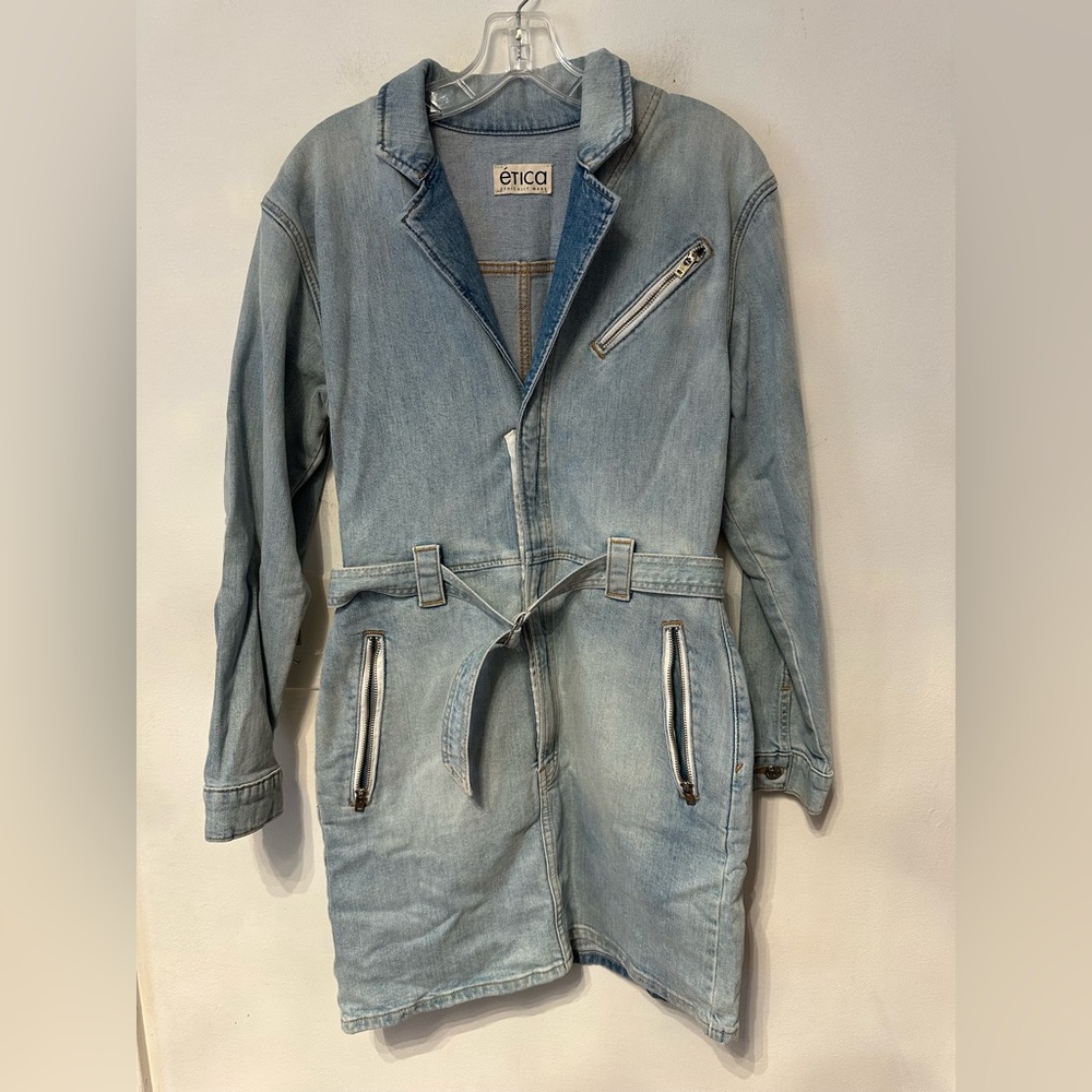 Etica denim dress jacket size M light blue wash